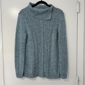 Talbots Cowl Neck Teal Cable Knit Sweater Sz S